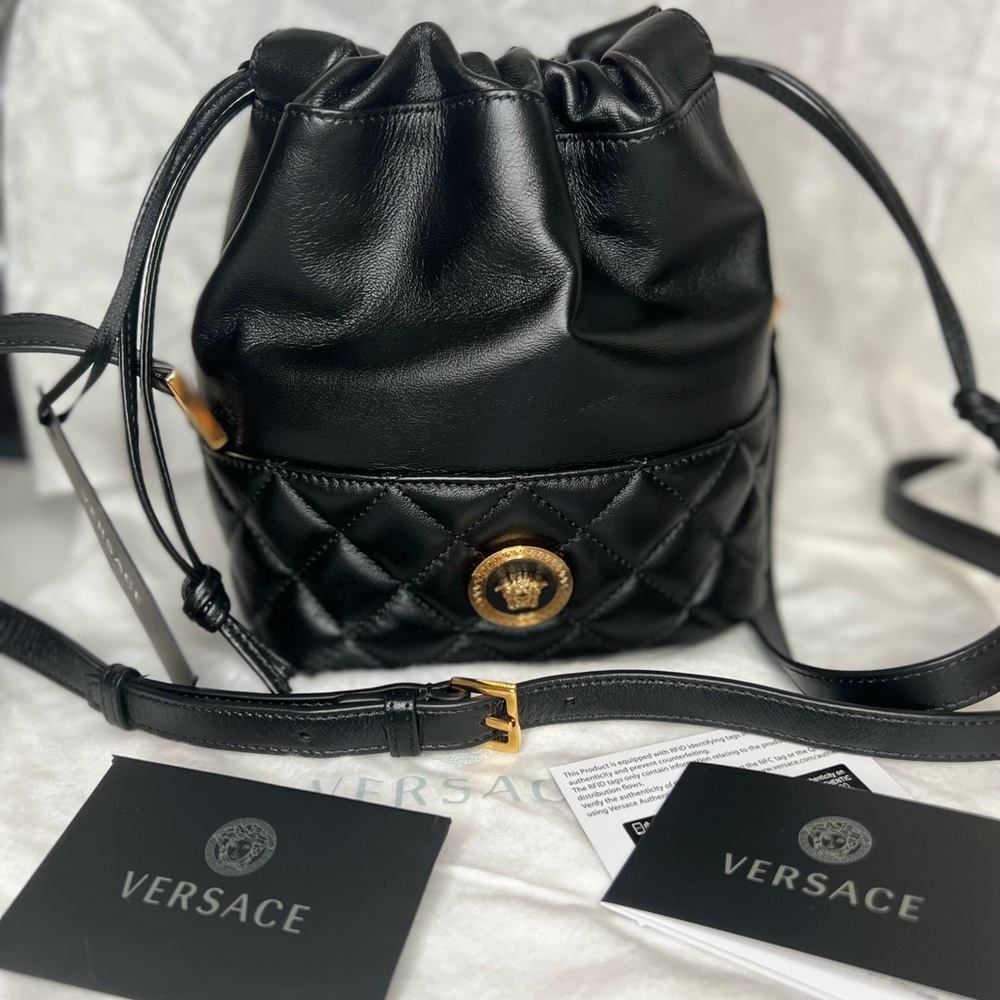 NWT Versace Lambskin bucket bag